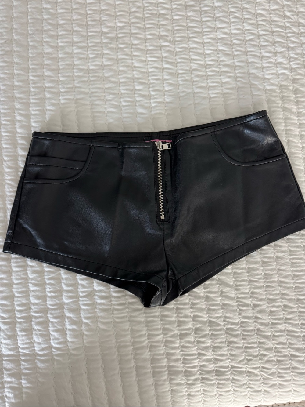 Edikted Black Faux Leather Women's Micro Shorts